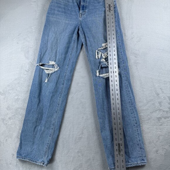 Madewell Baggy Jeans Straight Leg Womens Size 25 Distressed High Rise Blue - Picture 11 of 12